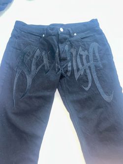 Revenge Embroidered Denim Jeans