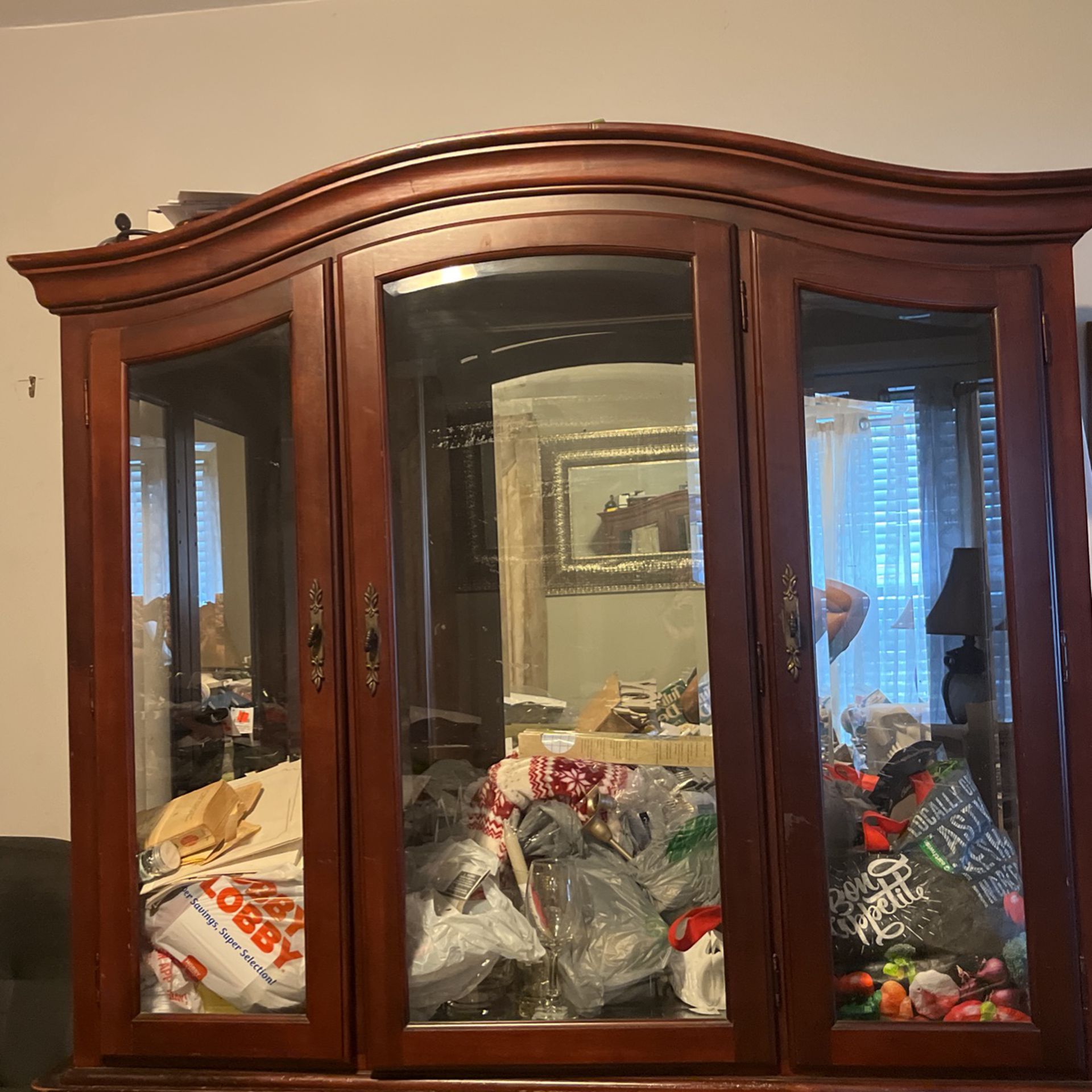 Wooden China Cabinet Brown 