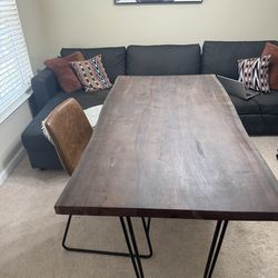 Wooden Table With Metal Legs