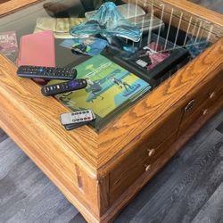 Walnut Rolling Coffee Table. The Drawer works magnificent for different displays.