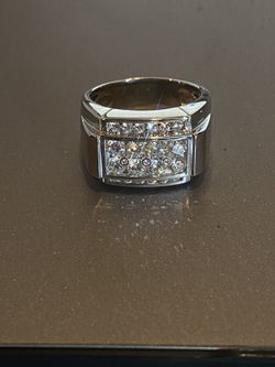 Solid Men’s Diamond Ring ( Big Statement) 14k white gold 2 carats VVS diamond