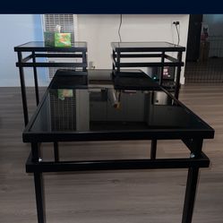 Glass black coffee table & side tables