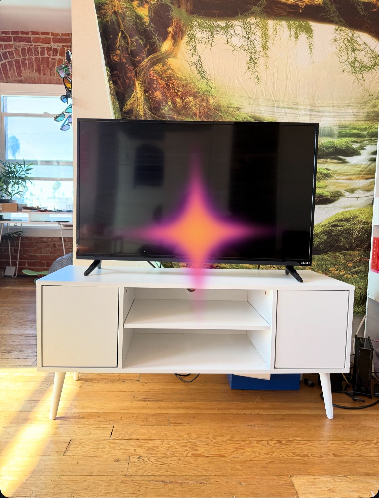 45” Inch White Mid Century Modern TV Stand with Storage - OBO MUST SELL BY 11/12