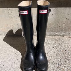 Hunter Rain Boots - Black, Tall, Glossy