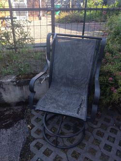2 Outdoor Metal Sling Swivel Patio Chairs