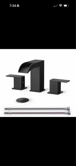 Waterfall 8" Widespread 2-Handle Bathroom Faucet with Pop-Up Drain, Matte Black