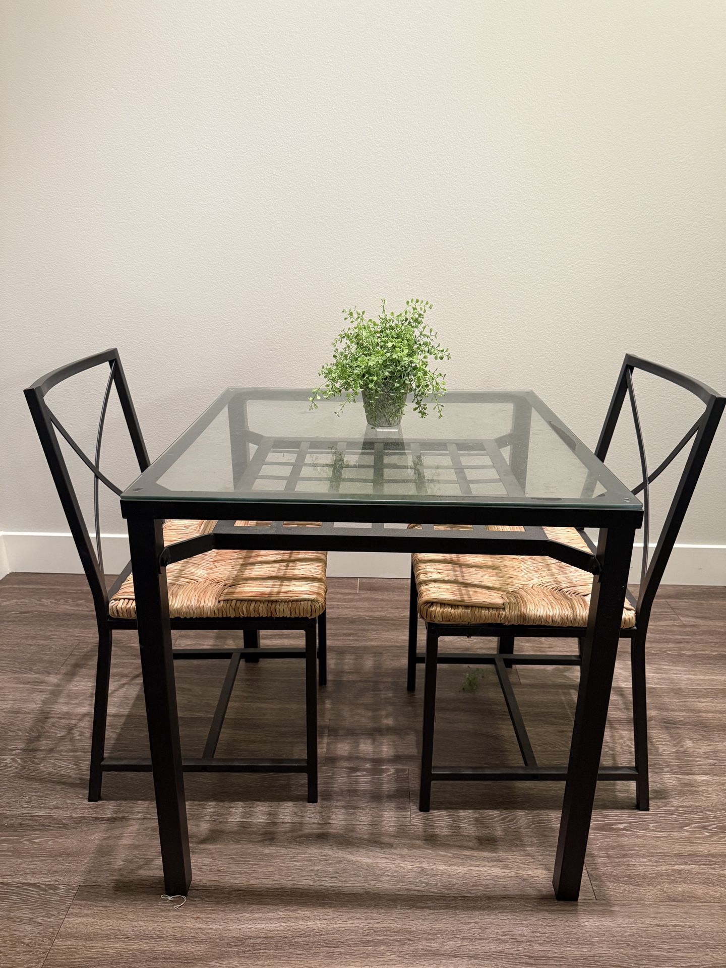Modern Glass Dining Table + 2 Chairs