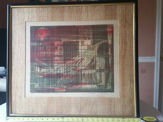 Framed Howard Bradford colored Lithograph titled "Caged Bird"