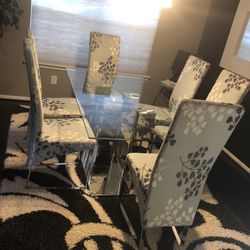 Glass Dining Set With 6 Chairs