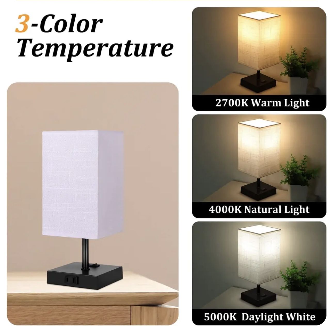 Bedside Table Lamp Bedroom Nightstand Lamp Modern Table Desk Light