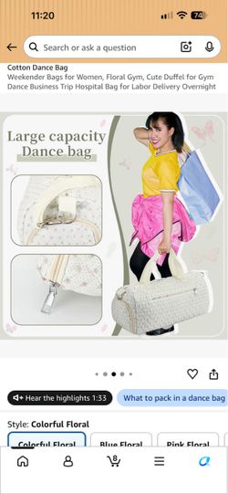 Cotton Dance Duffel Bag Floral Pattern