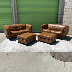 *Free Delivery* Leather Couch Sofa Loveseat Ottoman Set