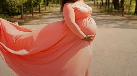 Maternity flowy off shoulder dress