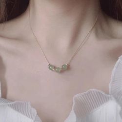  14k Gold Plated necklace Geniune Hetian Jade