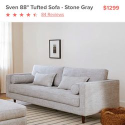 Article Tufted Sofa Couch – Stone Gray