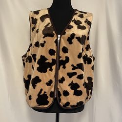 Women’s XL White Stage Cow Print Plush Best 