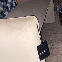 Beige DKNY Suede Bench For Vanity Room 