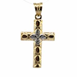 Men’s Or Women’s 10k Two Toned White and Yellow Gold 1.25” Inch Cross Pendant for Necklace GP3136372