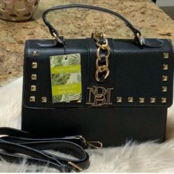 Bagley Mischka Black Vegan Leather Satchel. NWT