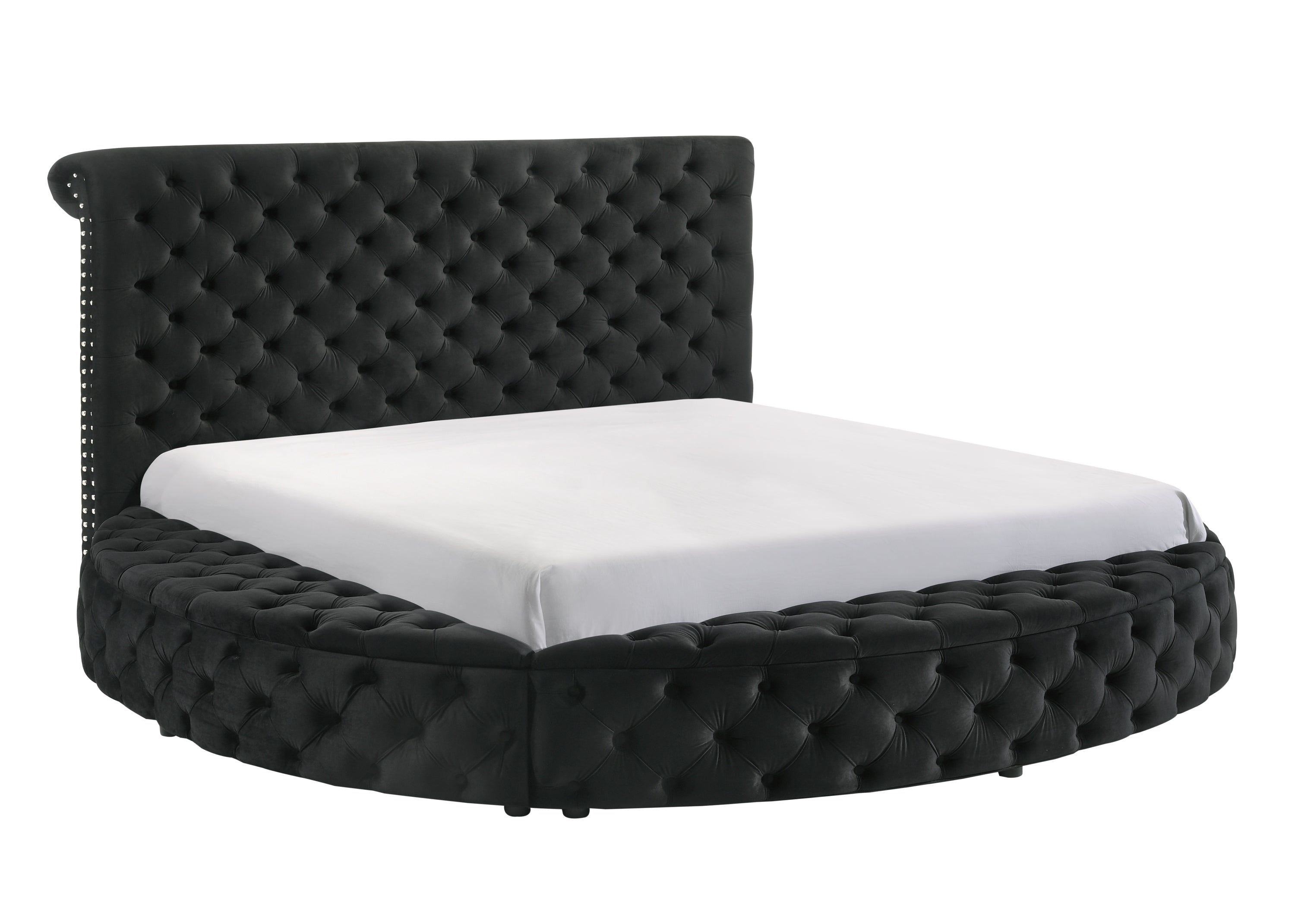 Black Round Storage Bed - Queen Size