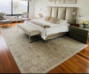 Large Beige Vintage-Style Area Rug