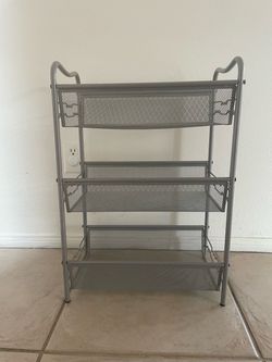 3-Tier Metal Mesh Storage Shelf Rack