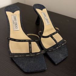 Jimmy Choo London Denim Kitten Heels – Size 38 