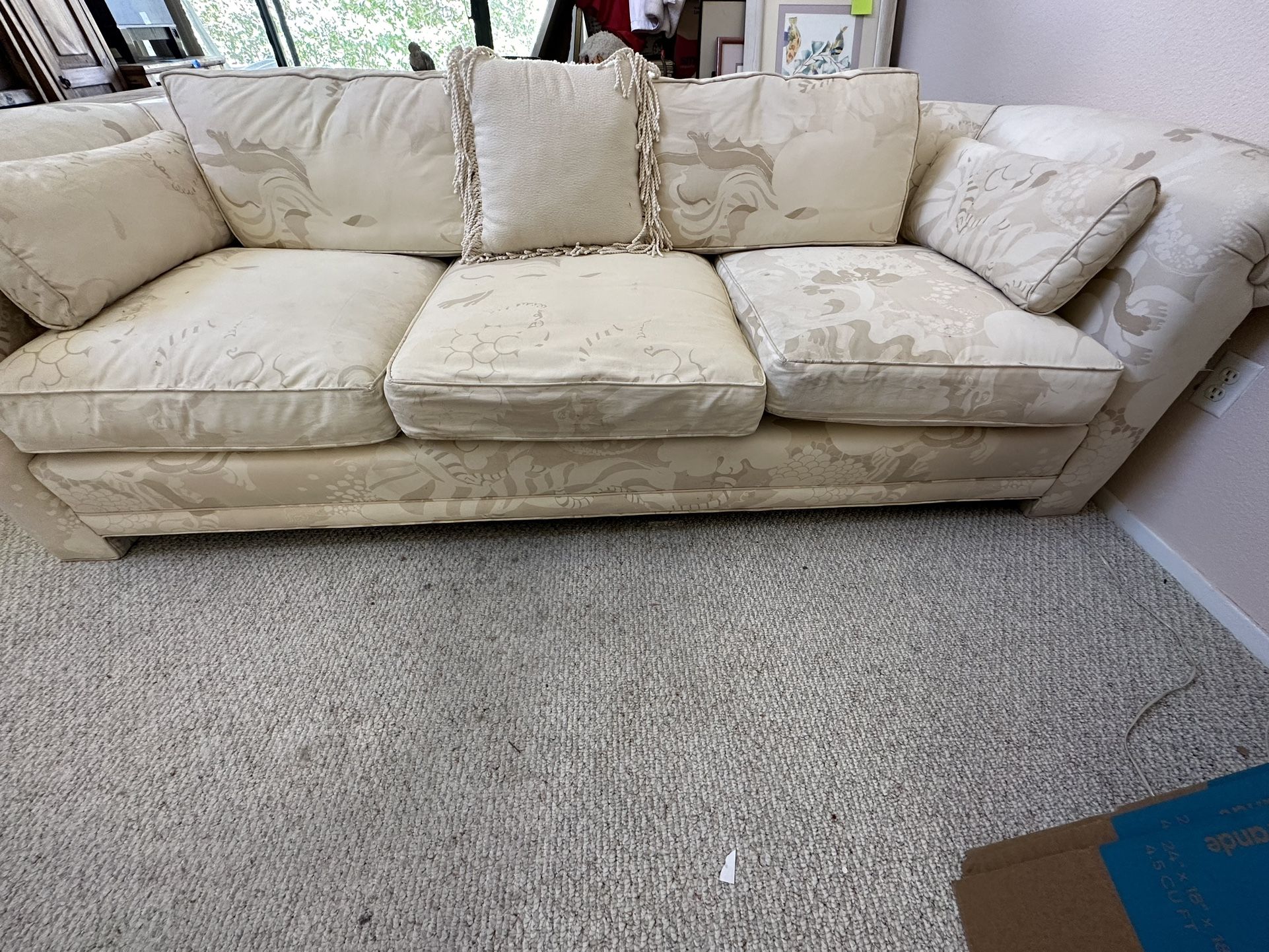 8 Ft Goose Down USA Made Sofa White