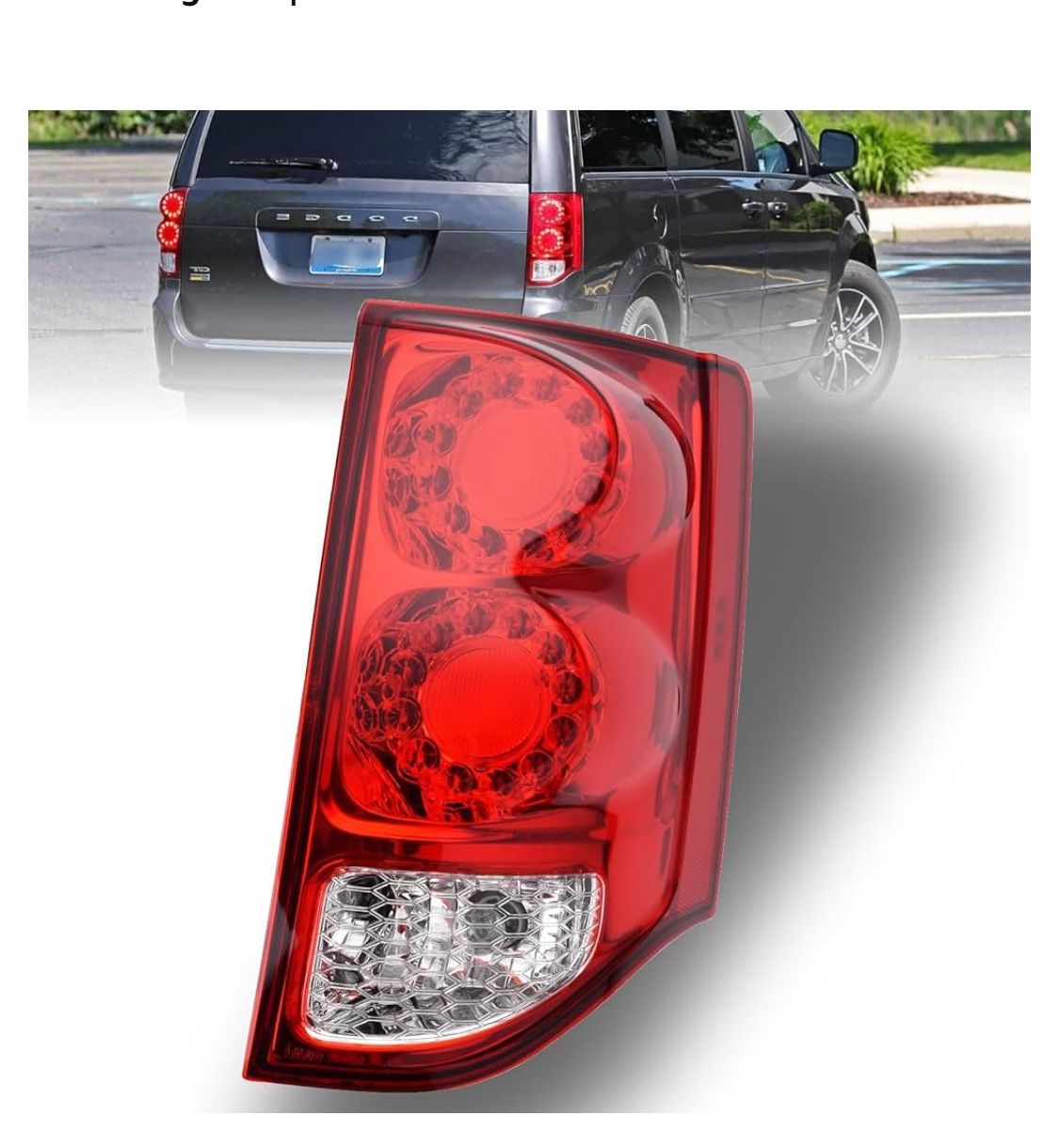 Tail Light Compatible With 2011-2020 Dodge Grand Caravan Right Passenger Side LED Taillight Rear Lamp Brake Signal Assembly with Bulb # AF CH28