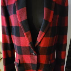 Ralph Lauren Deep Red & Black Buffalo Check Blazer Size 16