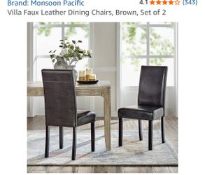 Dark brown faux leather dining chairs set of 2
