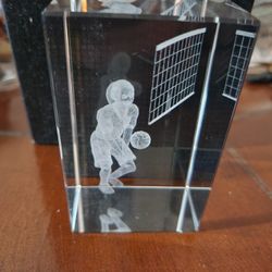 3D Crystal Cube Female Volleyball Player