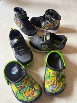 3 pairs of Ninja turtles shoes