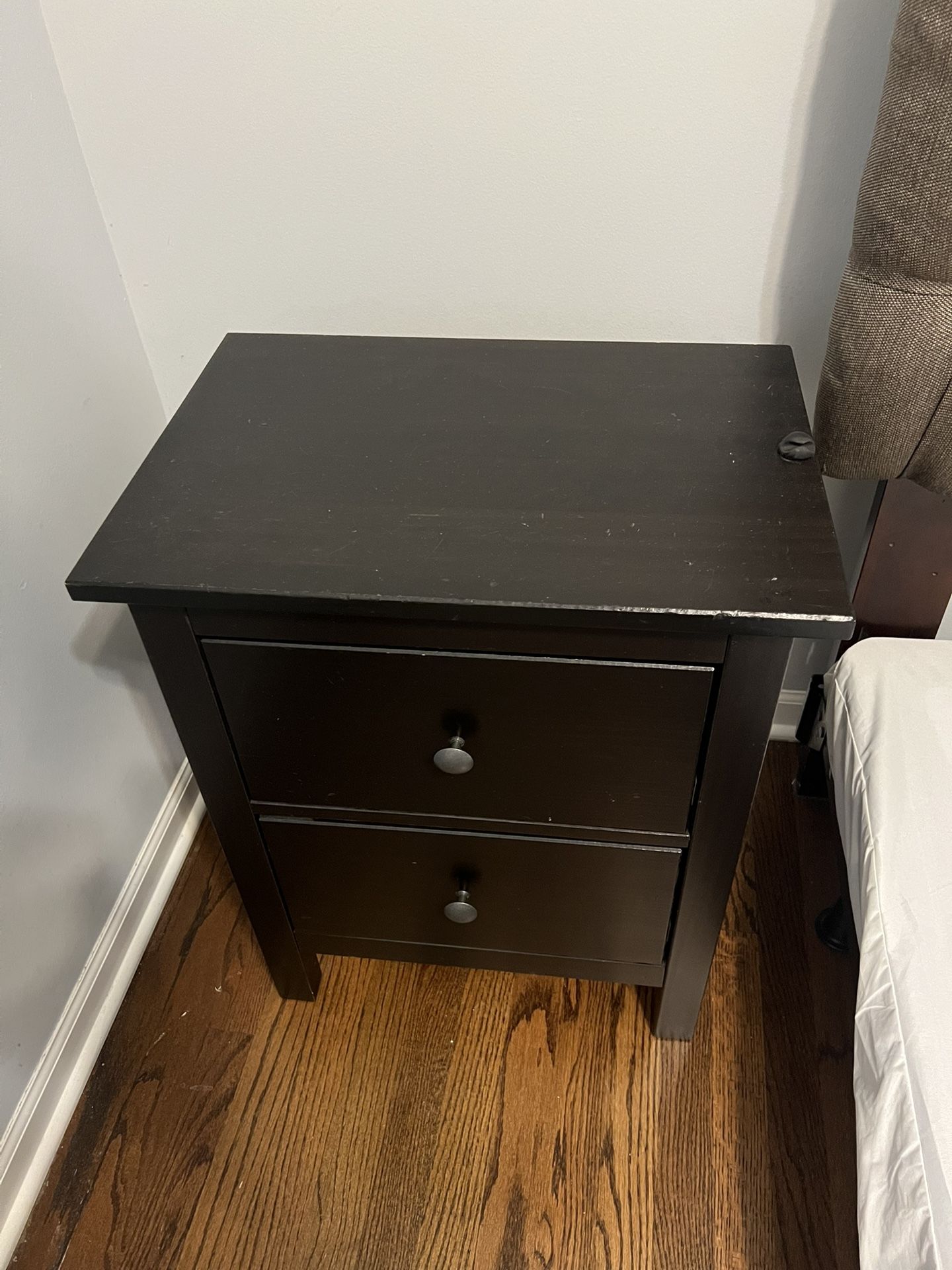 Dark Brown Wood Nightstand