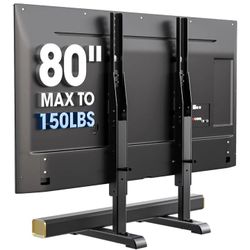 Universal TV Stand, Table Top TV Stand Base Wobble-Free Replacement for Most 24 to 80 Inch LCD LED TVs, 7 Height Adjustable TV Legs Hold up to 150lbs