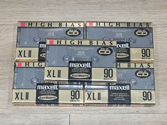 Lot of 5 New Maxell XLII 90 min Type II High Bias Audio Cassettes Recording LP Discs