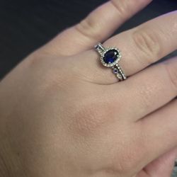 Sapphire And White Gold Bridal Set