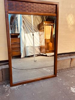 Lane Perception MCM Cane Mirror Vintage Mid-Century Rare Wall Mirror
