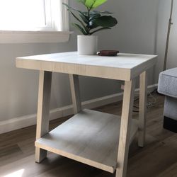 Athens Contemporary Wood Shelf End Table, White