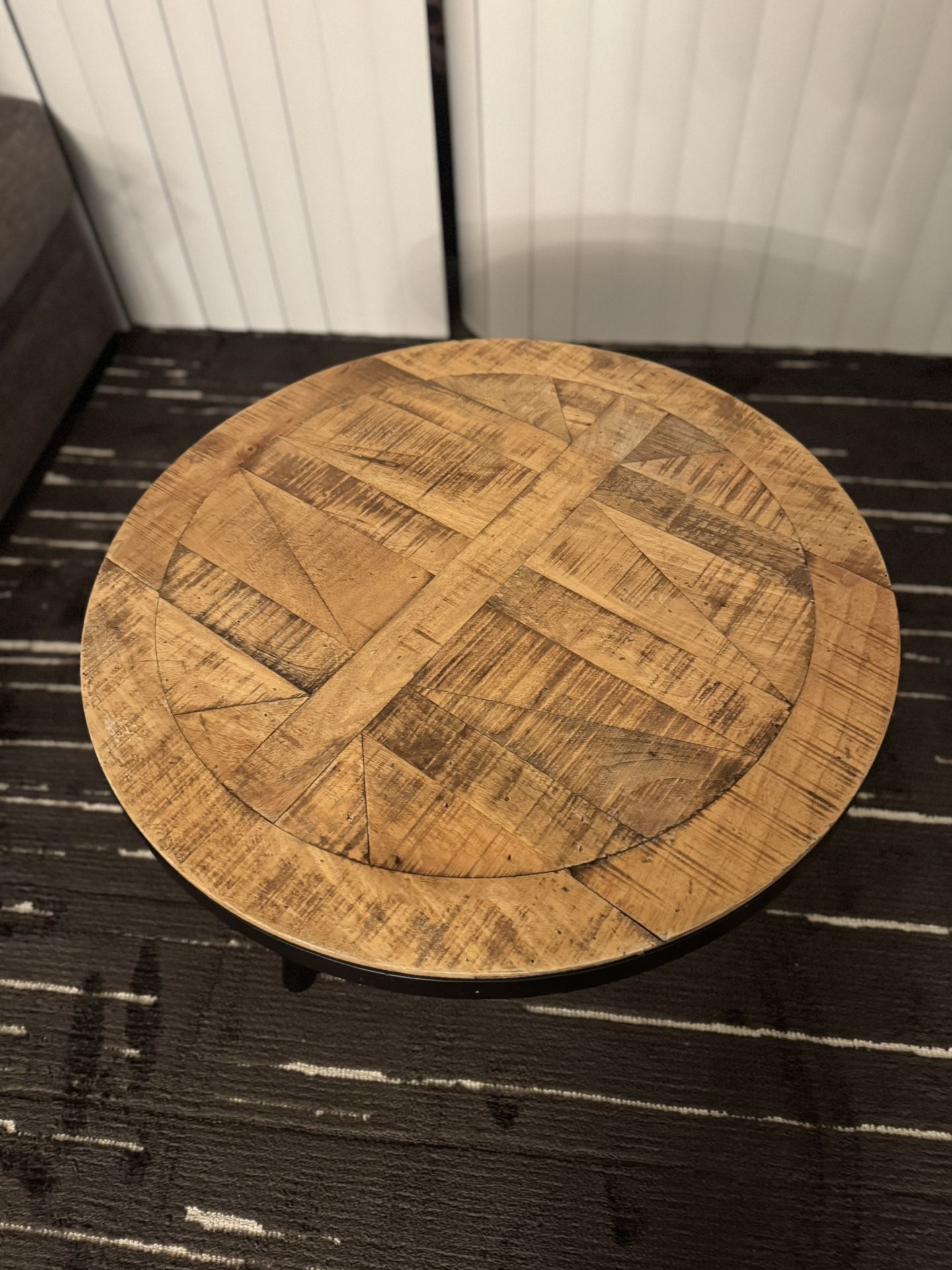 Handcrafted Coffee Table – Solid Wood from India with Metal Base