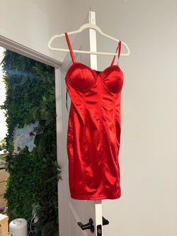 Red Satin Corset Mini Dress