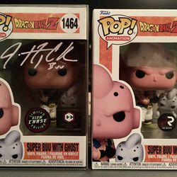 Funko Pop Dragon Ball Z Super Buu With Ghost 1464 Signed Chase and Pre-Release Common Bundle