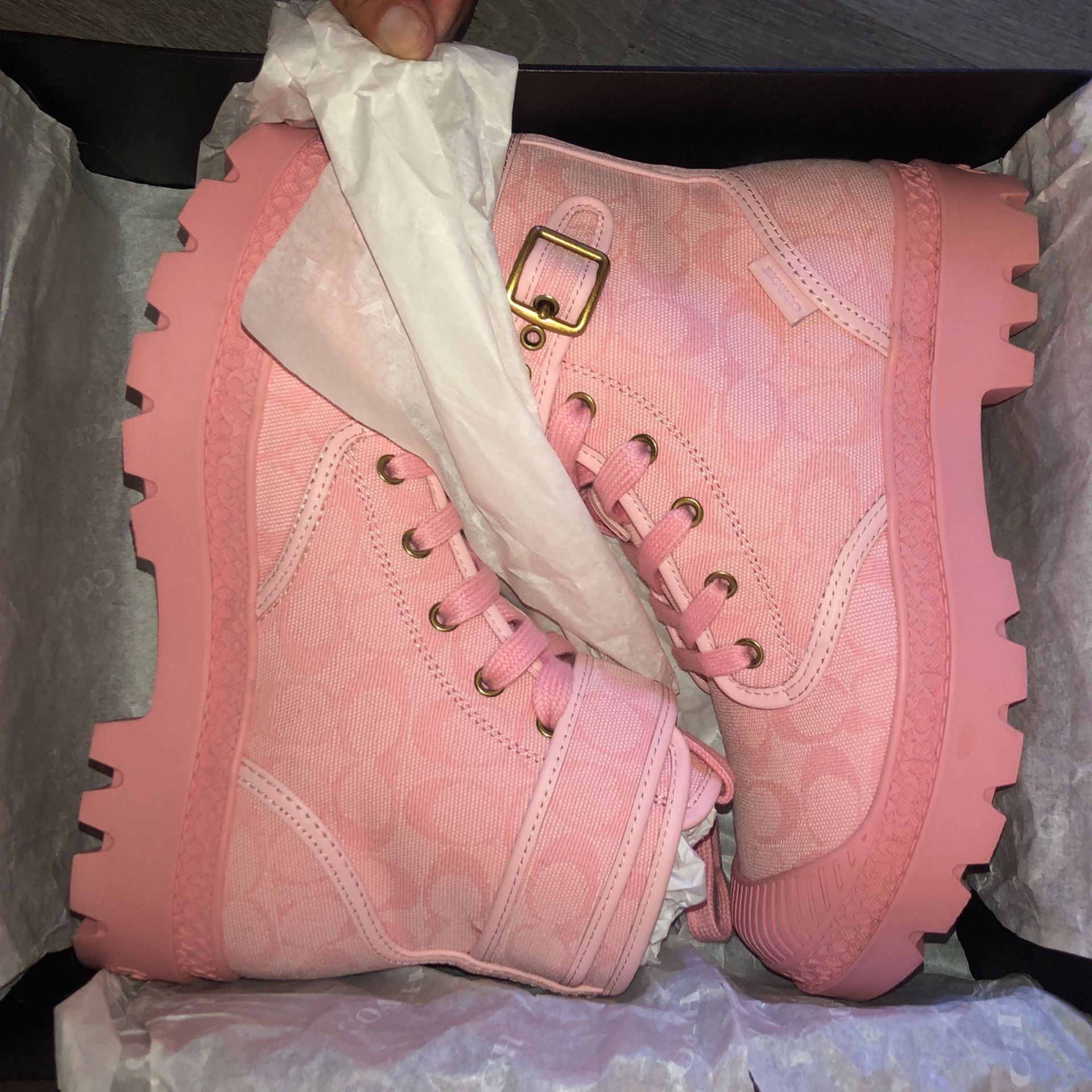 Brand New Women’s Coach Trooper Pink Boots 