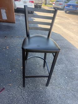 Black Metal Bar Stool with Padded Seat