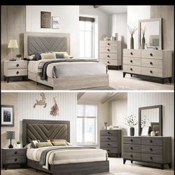 4- Pc Bedroom set Dresser,Mirror  Nightstand (1) Queen size bed frame  Not including Mattress and Box Sp
