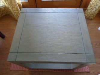 Rectangular Gray Wooden Side Table w/ Bottom Shelf