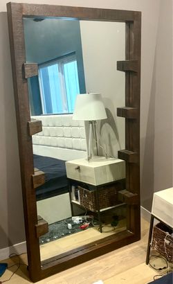 This Restoration Hardware Large Wood Framed Wall Mirror