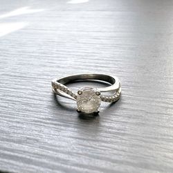 Silver 14K White Gold .12 Carat Diamond Bypass Engagement Ring Women’s Size 6.5