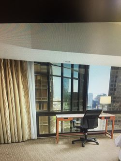 Desk- high end wood desk, chair & desk lamp