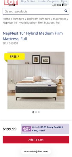 NapNest 10" Hybrid Medium Firm Mattress, Full